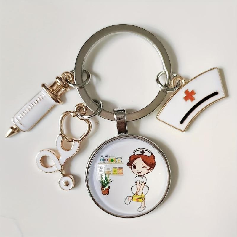 Nurse's Theme Keychain Alloy Neddle Pattern Pendant