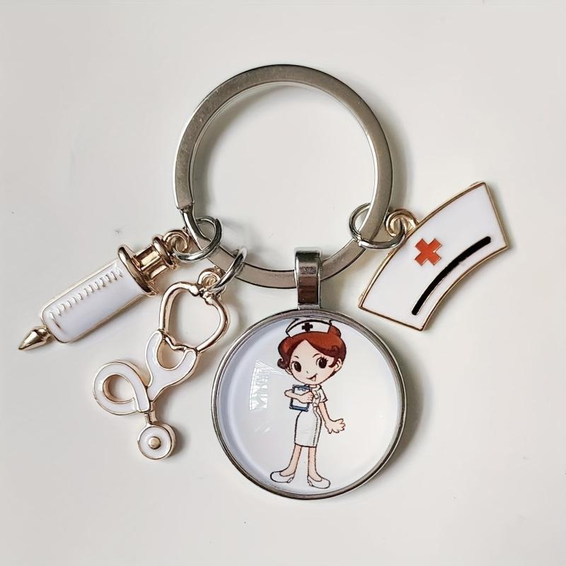 Nurse's Theme Keychain Alloy Neddle Pattern Pendant