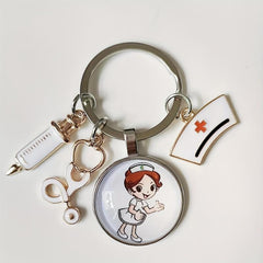Nurse's Theme Keychain Alloy Neddle Pattern Pendant