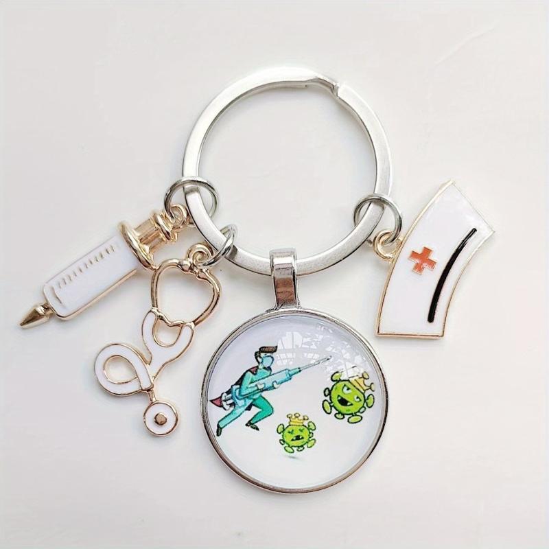 Nurse's Theme Keychain Alloy Neddle Pattern Pendant