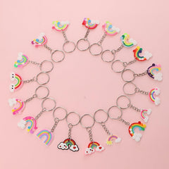18pcs PVC Rubber Rainbow Keychain Pendant Cartoon Bag Key Chain Keyring Ornament