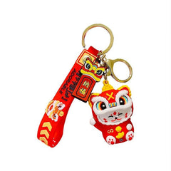 Chinese Tiger Year Blessing Good Luck Lion Hat Keychain