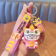 Chinese Tiger Year Blessing Good Luck Lion Hat Keychain