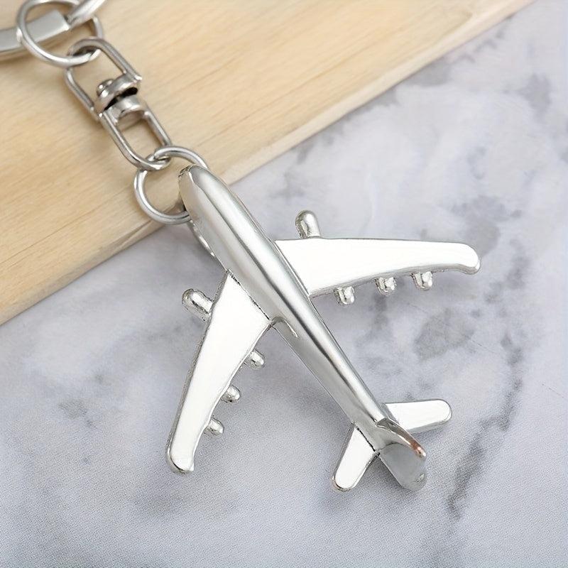 Silver Metal Airplane Model Keychain 3D Key Chain Gift For Men