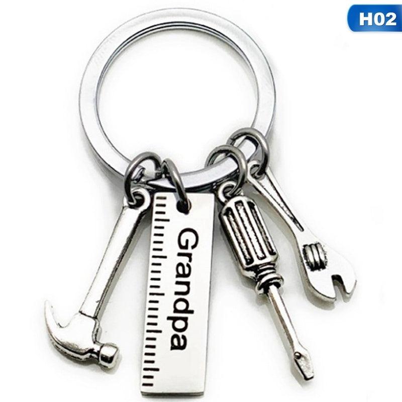 Dad Tool Metal Keychain Hammer Screwdriver Wrench