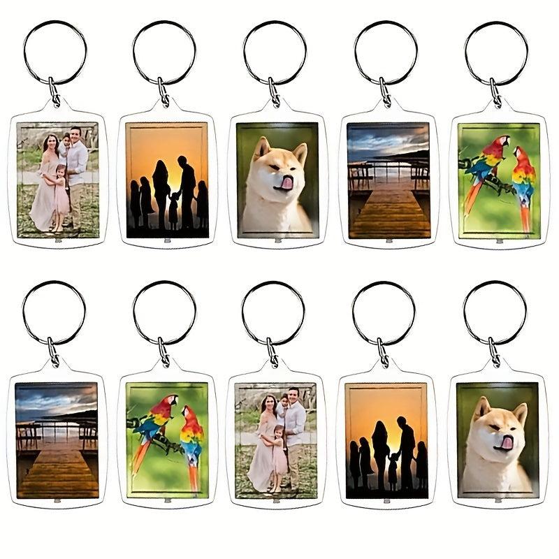 10 Pcs Acrylic Photo Frame Key Chains DIY Picture Holder Bag Accessory
