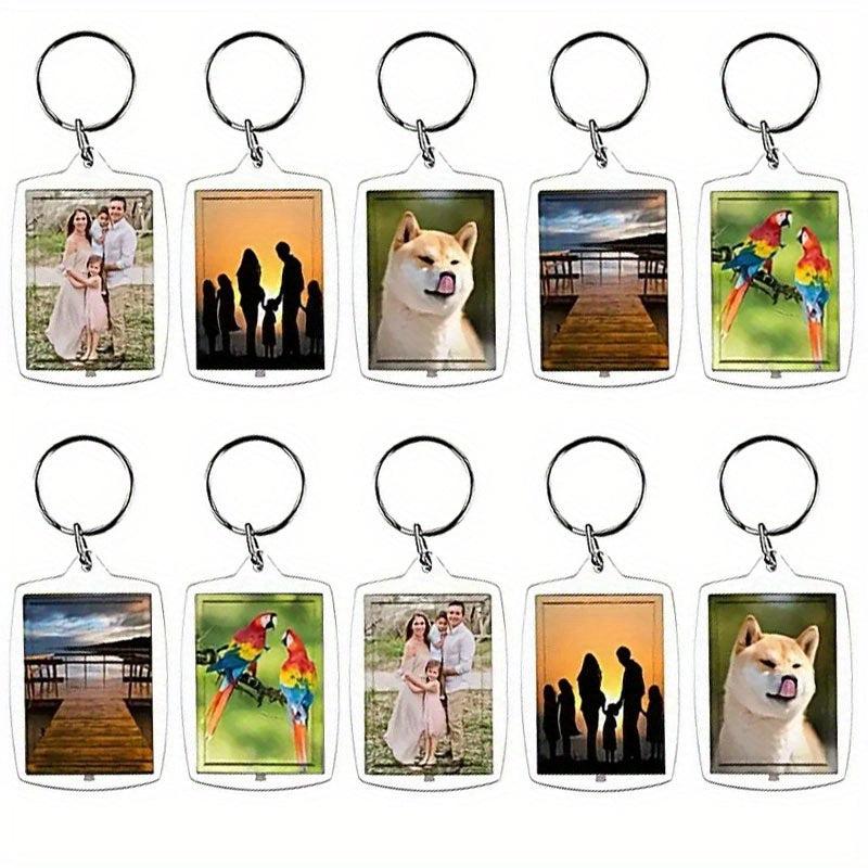 10 Pcs Acrylic Photo Frame Key Chains DIY Picture Holder Bag Accessory