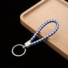 2pcs PU Leather Braided Rope Keychain DIY Bag Pendant Key Chain Holder Car Keyri