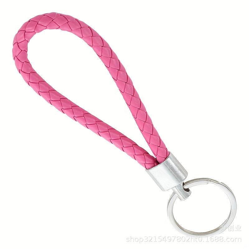 2pcs PU Leather Braided Rope Keychain DIY Bag Pendant Key Chain Holder Car Keyri