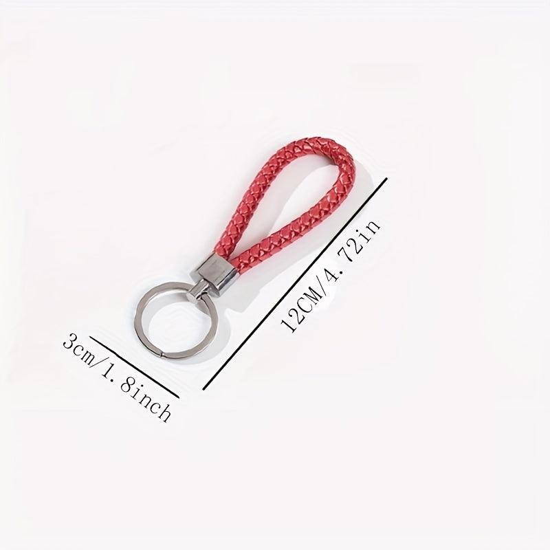 2pcs PU Leather Braided Rope Keychain DIY Bag Pendant Key Chain Holder Car Keyri