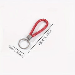 2pcs PU Leather Braided Rope Keychain DIY Bag Pendant Key Chain Holder Car Keyri