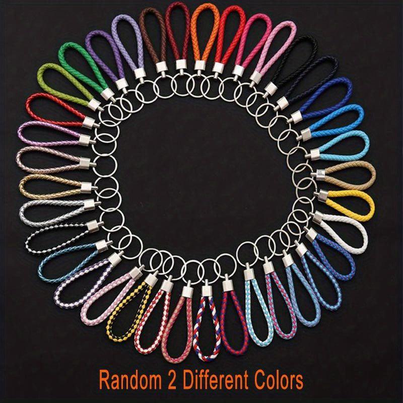 2pcs PU Leather Braided Rope Keychain DIY Bag Pendant Key Chain Holder Car Keyri