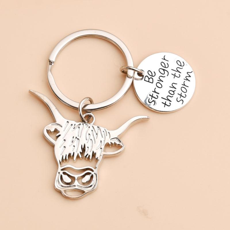 Men's Cow Head Keychain Alloy Material