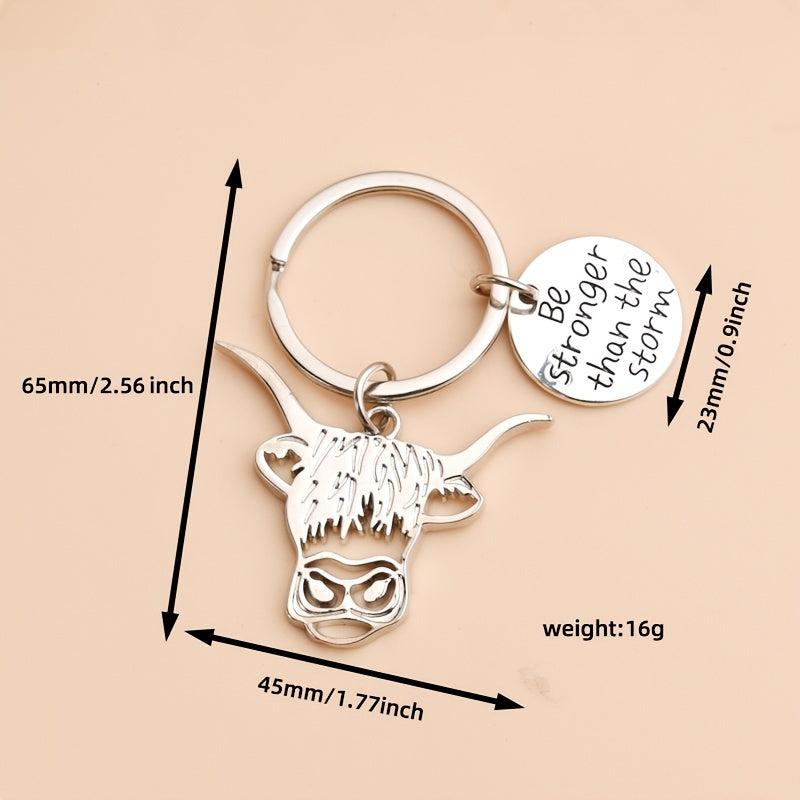 Men's Cow Head Keychain Alloy Material