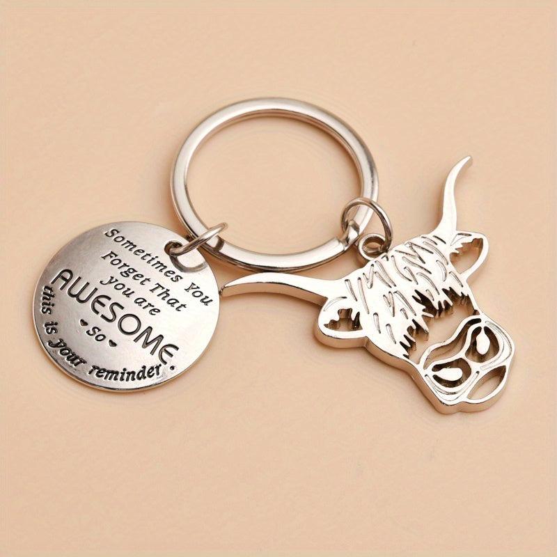 Men's Cow Head Keychain Alloy Material