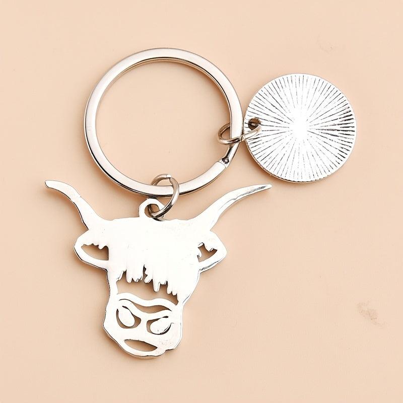 Men's Cow Head Keychain Alloy Material