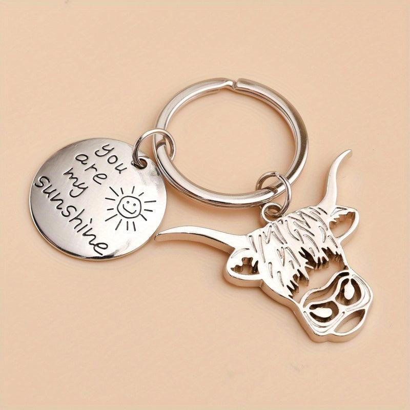 Men's Cow Head Keychain Alloy Material