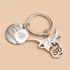 Men's Cow Head Keychain Alloy Material