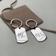 Mr Mrs Couple Keychains Anniversary Wedding Gift Stainless Steel Key Rings