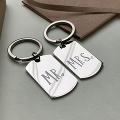 Mr Mrs Couple Keychains Anniversary Wedding Gift Stainless Steel Key Rings