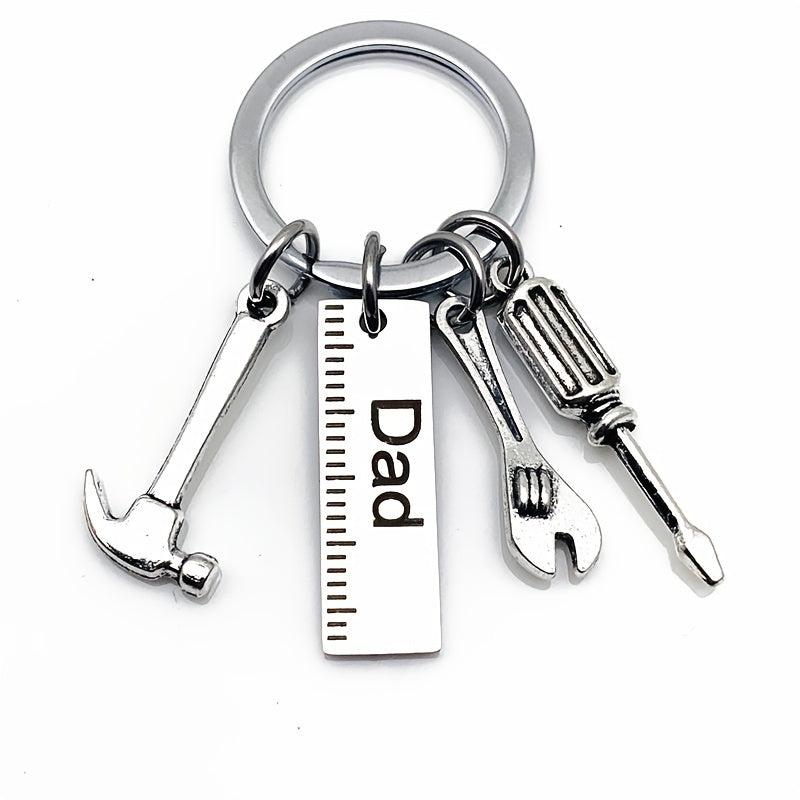 Stainless Steel Dad's Tools Keychain Hammer Screwdriver Wrench Gift