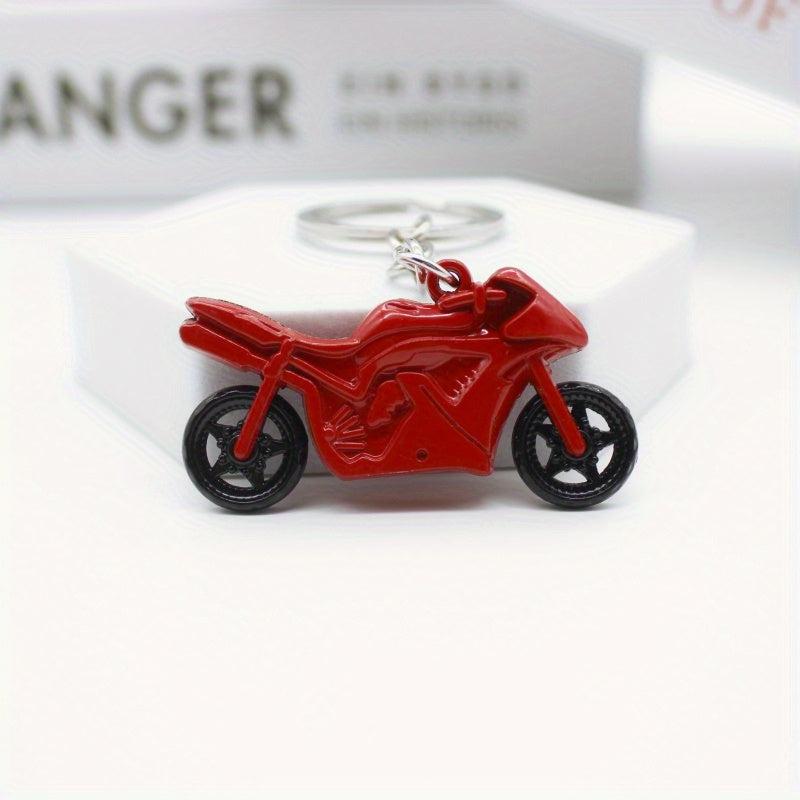 Alloy 3D Motorcycle Key Chain Pendant with Rotatable Wheels
