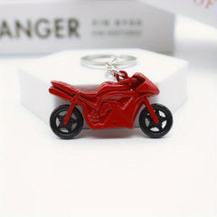 Alloy 3D Motorcycle Key Chain Pendant with Rotatable Wheels
