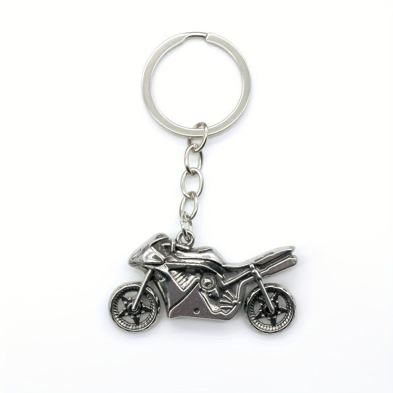 Alloy 3D Motorcycle Key Chain Pendant with Rotatable Wheels