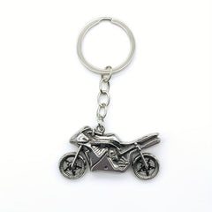 Alloy 3D Motorcycle Key Chain Pendant with Rotatable Wheels