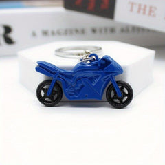 Alloy 3D Motorcycle Key Chain Pendant with Rotatable Wheels