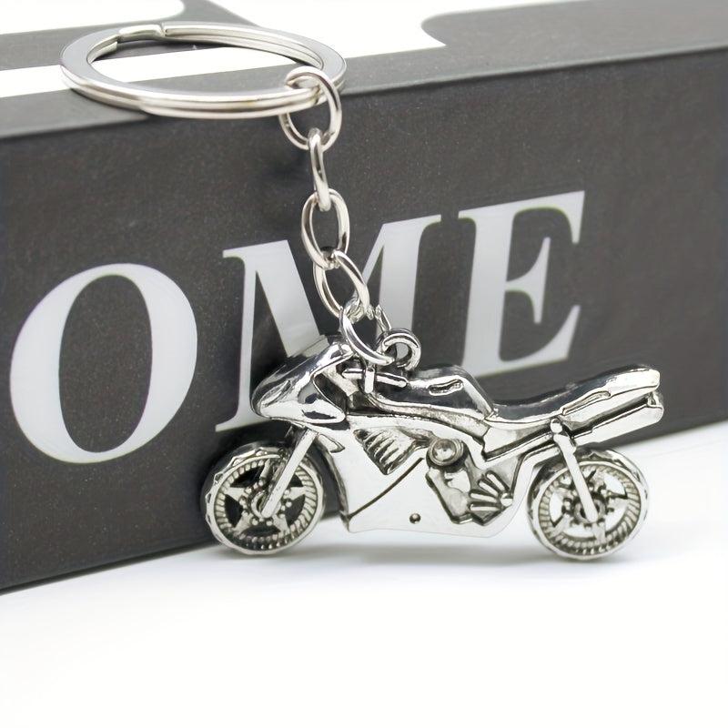 Alloy 3D Motorcycle Key Chain Pendant with Rotatable Wheels