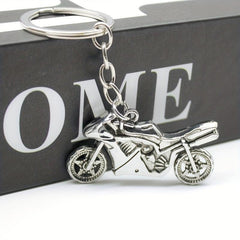 Alloy 3D Motorcycle Key Chain Pendant with Rotatable Wheels