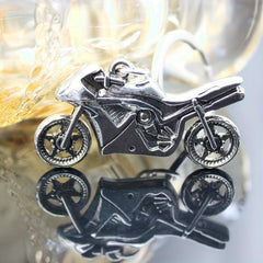 Alloy 3D Motorcycle Key Chain Pendant with Rotatable Wheels