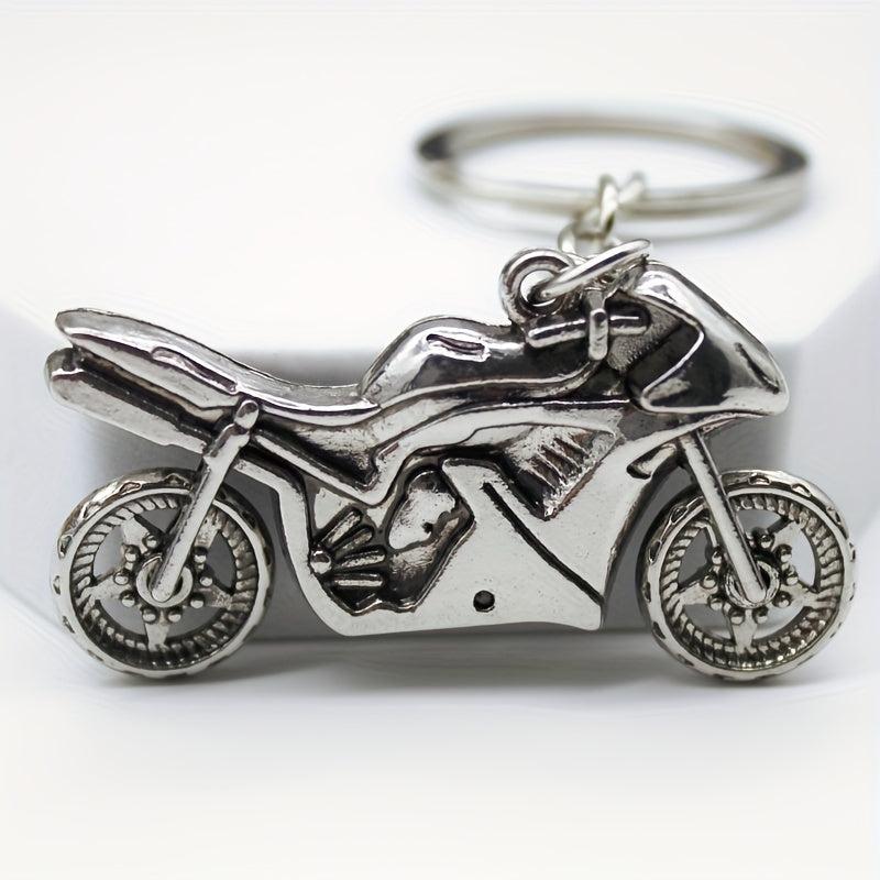Alloy 3D Motorcycle Key Chain Pendant with Rotatable Wheels