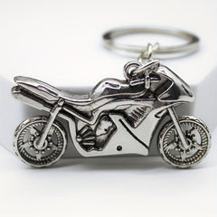 Alloy 3D Motorcycle Key Chain Pendant with Rotatable Wheels
