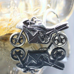 Alloy 3D Motorcycle Key Chain Pendant with Rotatable Wheels