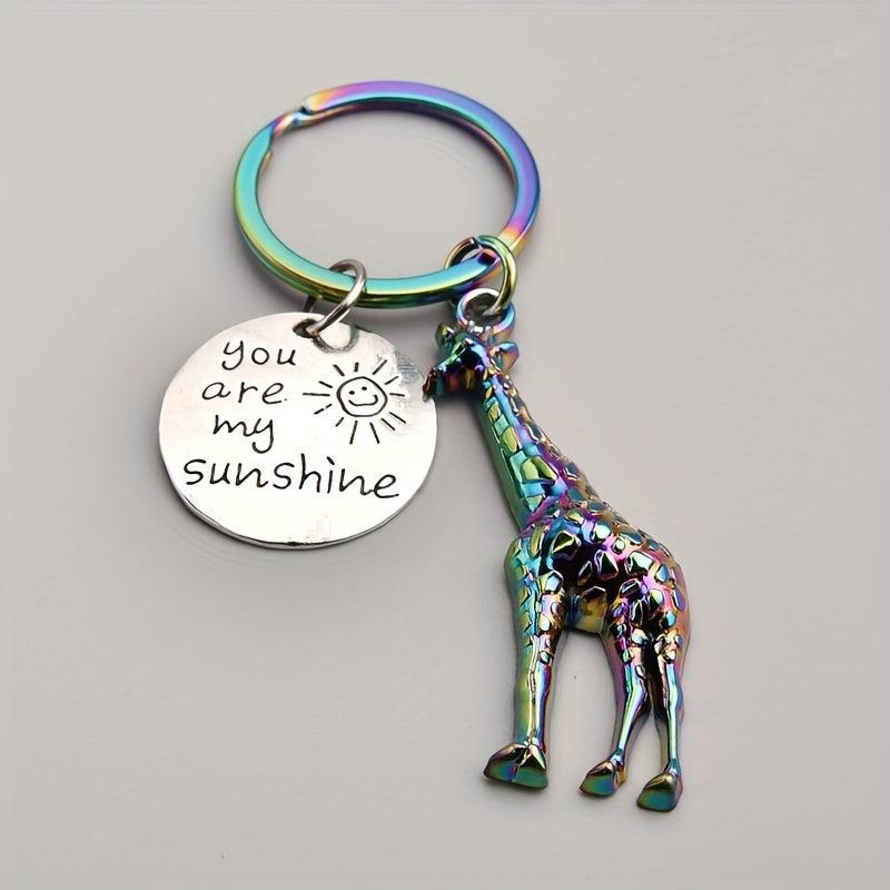 Giraffe Tag You Are My Sunshine Keychain