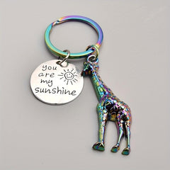 Giraffe Tag You Are My Sunshine Keychain
