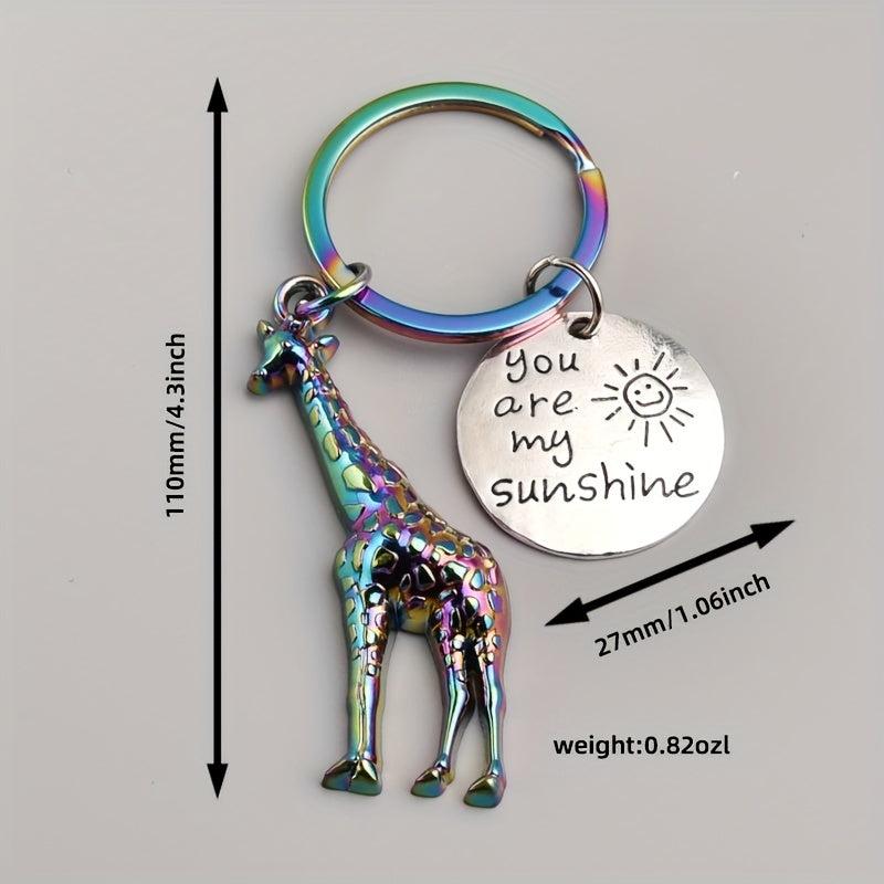 Giraffe Tag You Are My Sunshine Keychain
