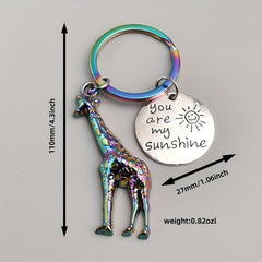 Giraffe Tag You Are My Sunshine Keychain