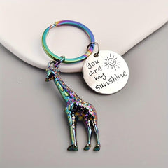 Giraffe Tag You Are My Sunshine Keychain