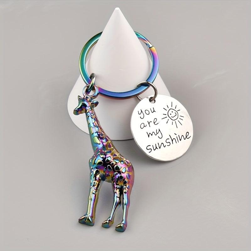 Giraffe Tag You Are My Sunshine Keychain
