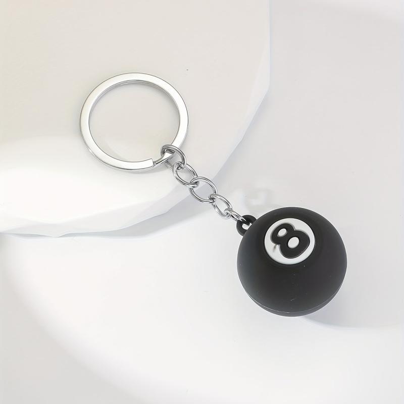 Silicone Billiards Ball 8 Key Chain