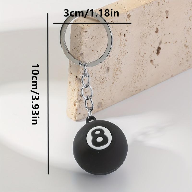 Silicone Billiards Ball 8 Key Chain