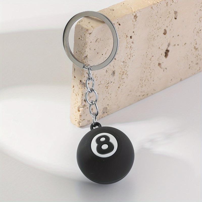 Silicone Billiards Ball 8 Key Chain