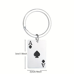 Poker Card Spades A Hearts A Keychain Men's Bag Ornament Gift