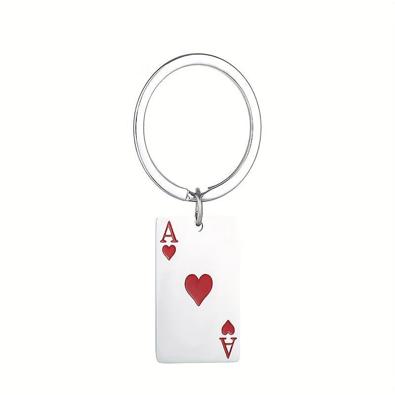 Poker Card Spades A Hearts A Keychain Men's Bag Ornament Gift