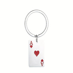 Poker Card Spades A Hearts A Keychain Men's Bag Ornament Gift