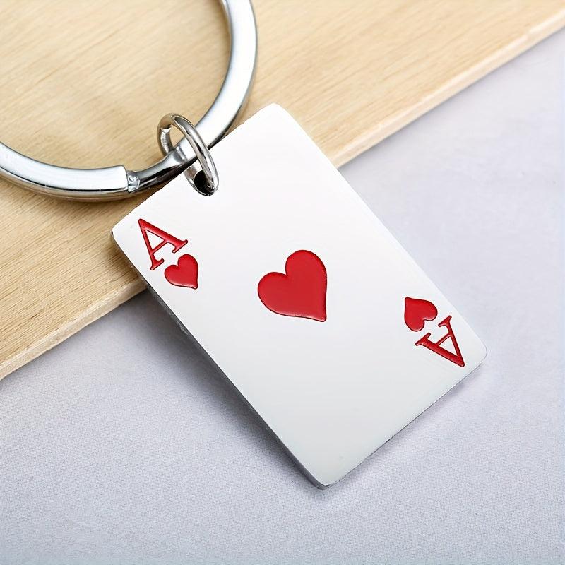 Poker Card Spades A Hearts A Keychain Men's Bag Ornament Gift
