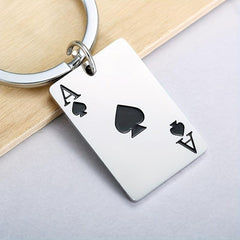 Poker Card Spades A Hearts A Keychain Men's Bag Ornament Gift